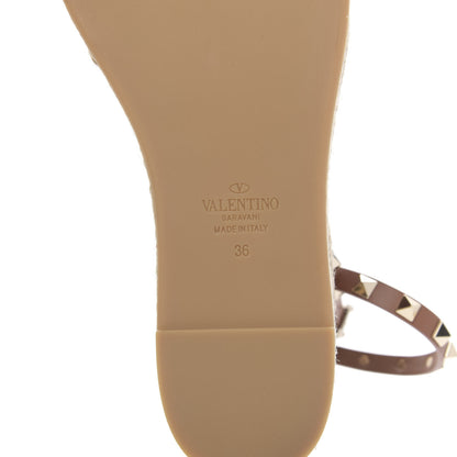Valentino Garavani Canvas Leopard Print Rockstud Ankle Wrap Espadrille Flatform Sandals 36 Brown 7 of 7