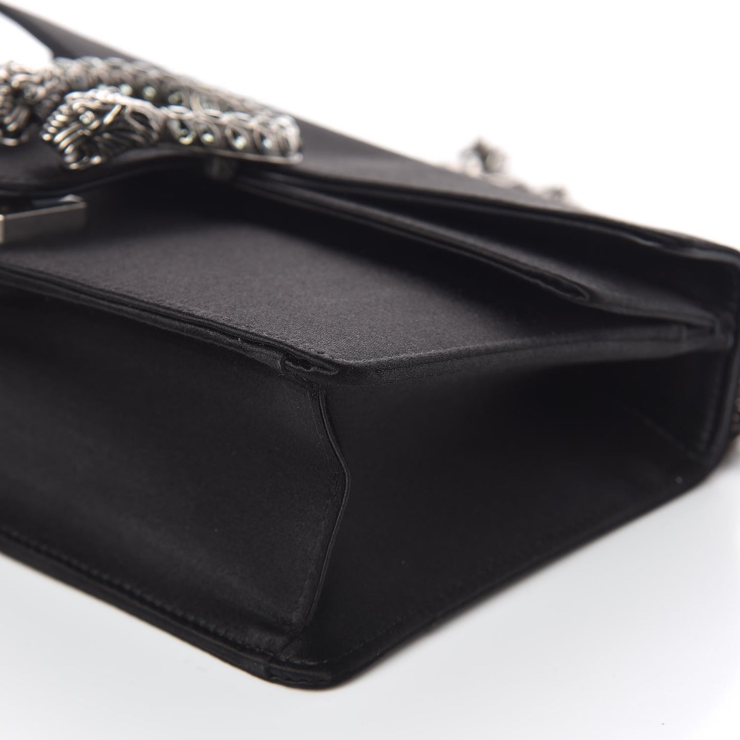 Satin Silk Crystal Small Dionysus Shoulder Bag Black Black Diamond