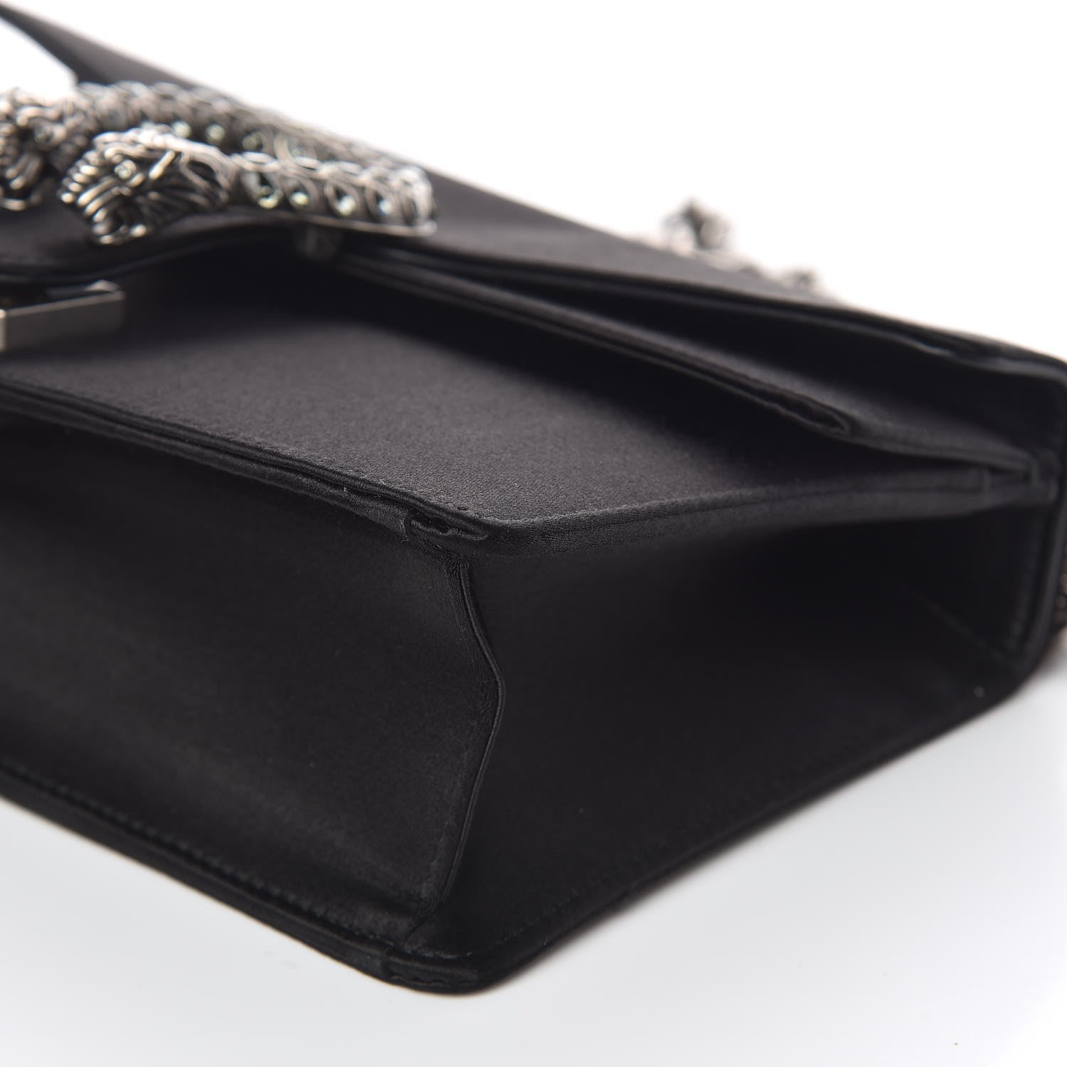 Gucci Satin Silk Crystal Small Dionysus Shoulder Bag Black Black Diamond 6 of 12