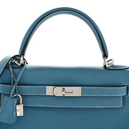 Hermes Taurillon Clemence Kelly Retourne 28 Bleu Jean 8 of 16