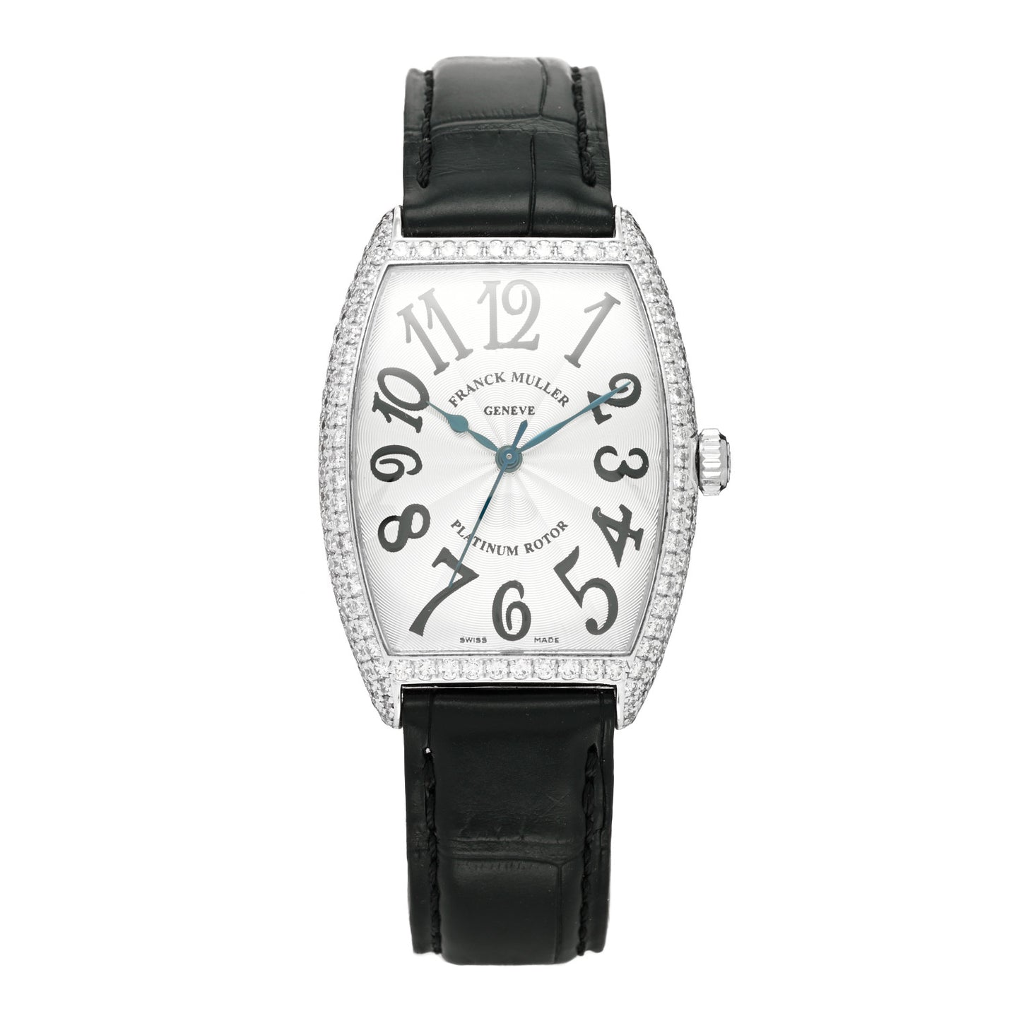 18K White Gold Alligator Diamond Pave Bezel 29mm Cintree Curvex Automatic Watch 2850SCD