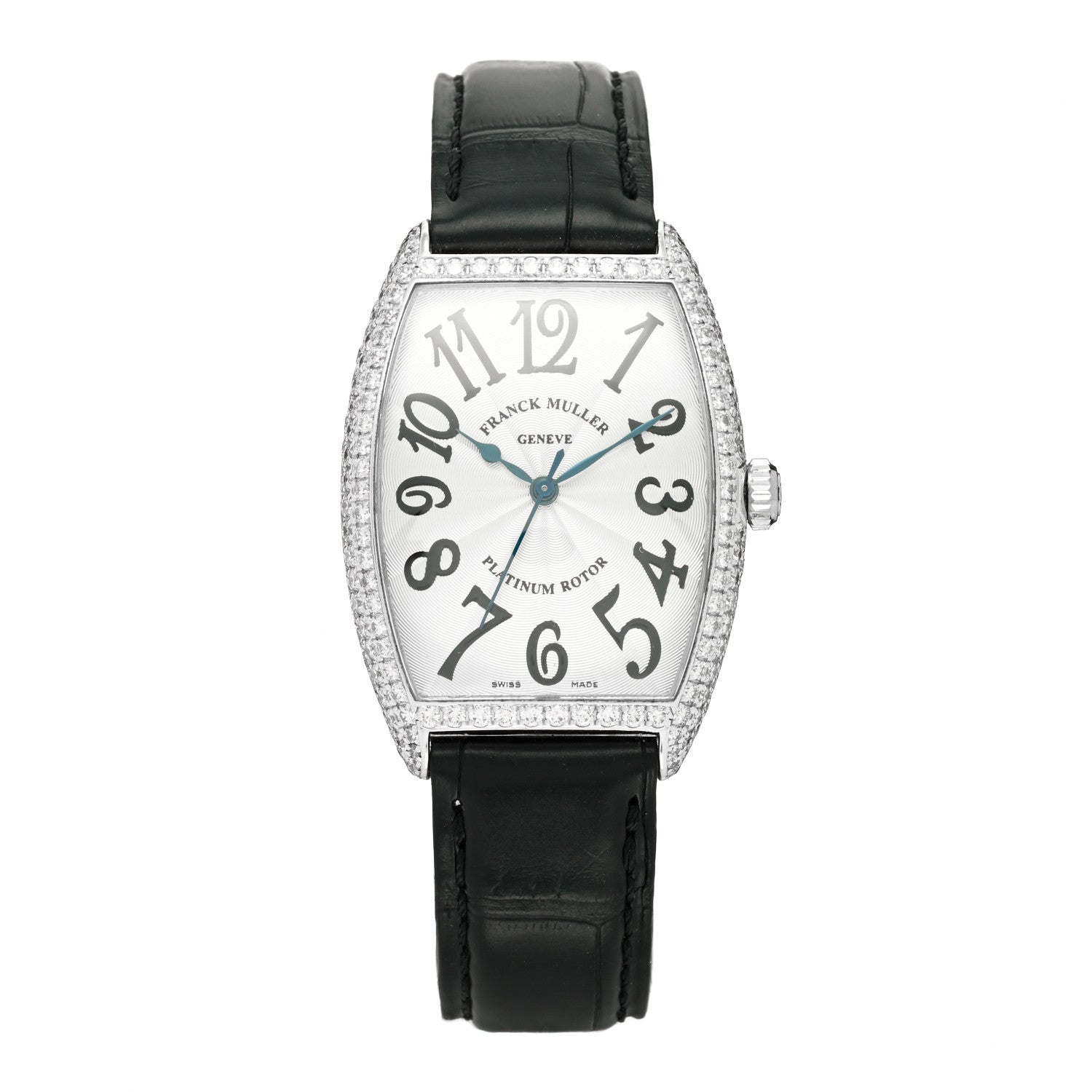 Franck Muller 18K White Gold Alligator Diamond Pave Bezel 29mm Cintree Curvex Automatic Watch 2850SCD 1 of 5