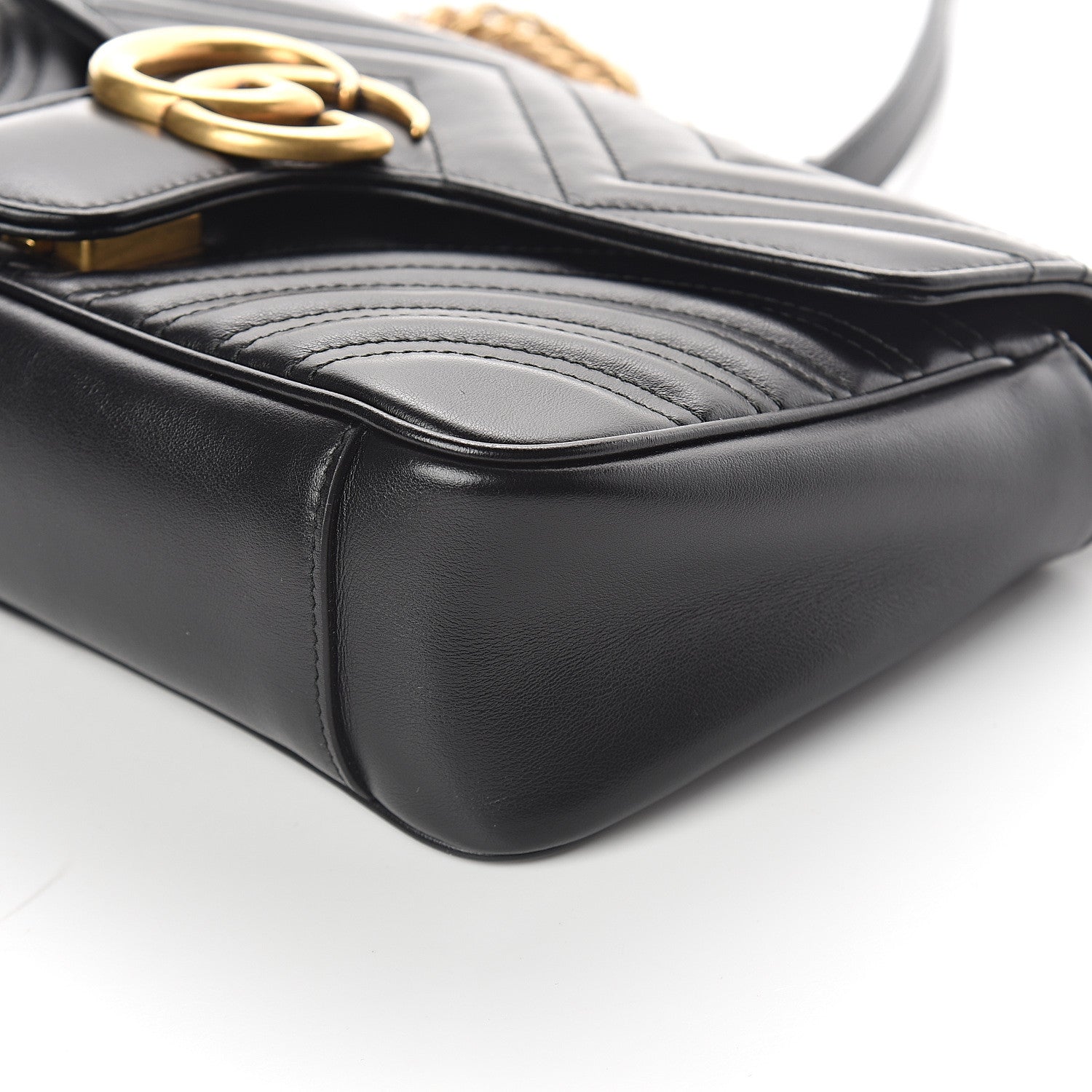 Gucci Calfskin Matelasse Small GG Marmont Shoulder Bag Black 7 of 7