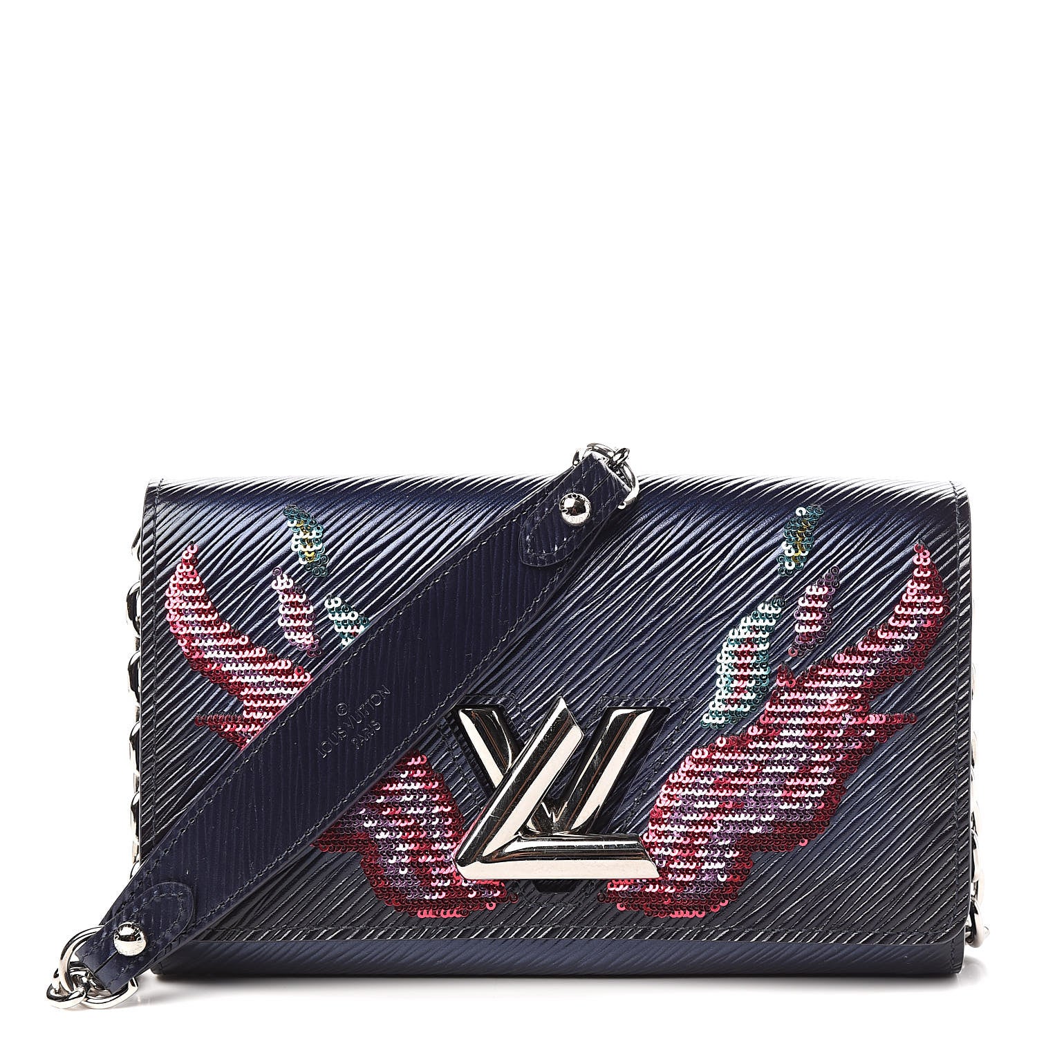 Louis Vuitton Epi Sequins Flame Twist Chain Wallet Blue Nuit 1 of 11