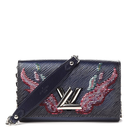 Louis Vuitton Epi Sequins Flame Twist Chain Wallet Blue Nuit 1 of 11