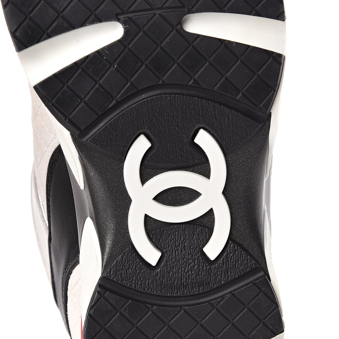 Suede Quilted CC Sneakers 38.5 Black White Red