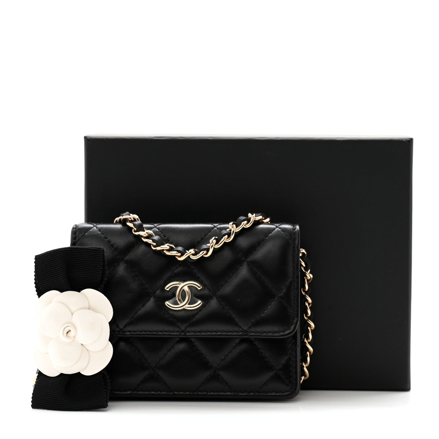 Chanel Lambskin Quilted My Chanel Lady Card Holder On Chain Black 12 of 12