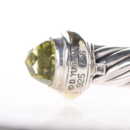 David Yurman Sterling Silver 14K Yellow Gold Peridot 7mm Cable Classics Bracelet 4 of 5