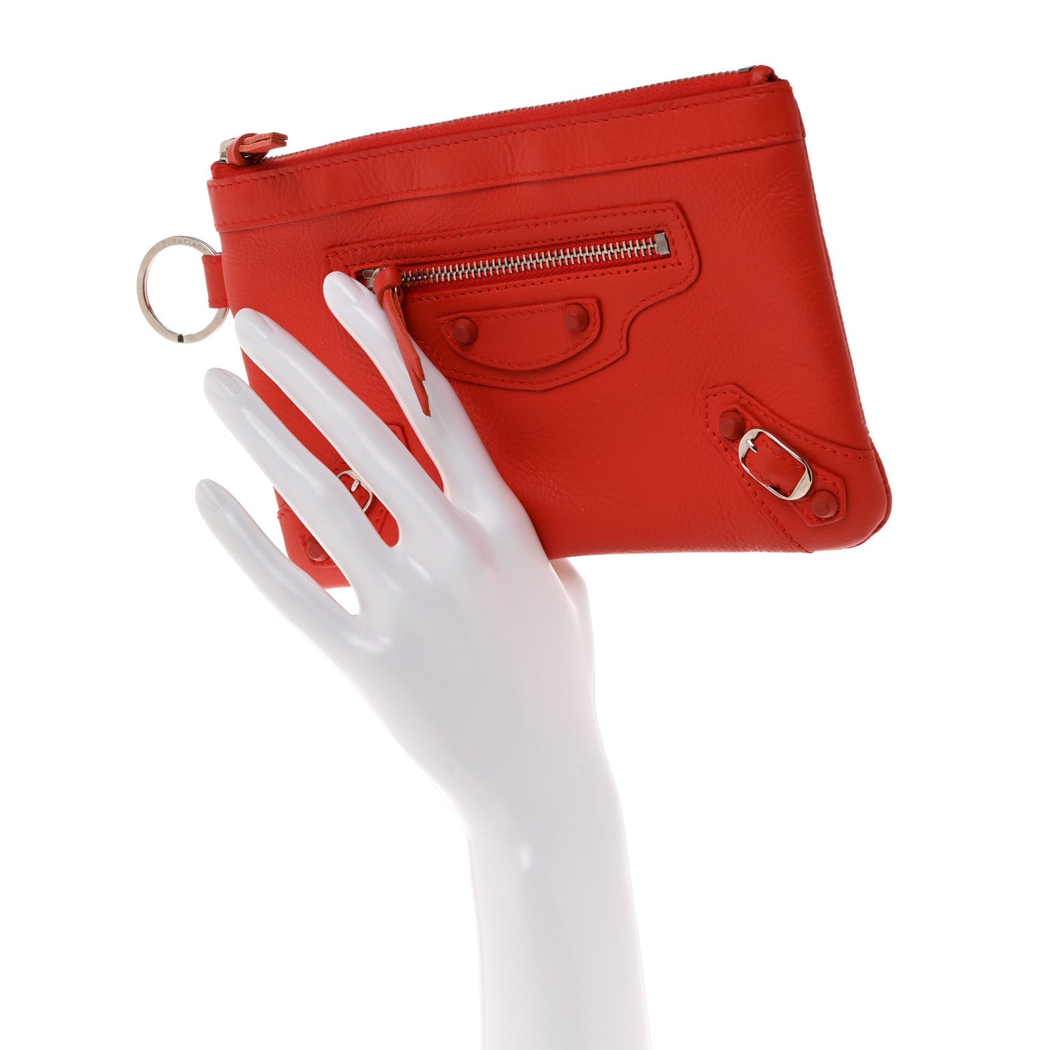 Balenciaga Matte Goatskin Rubber Covered Classic Hardware Small Pouch Rouge Coquelicot 2 of 9