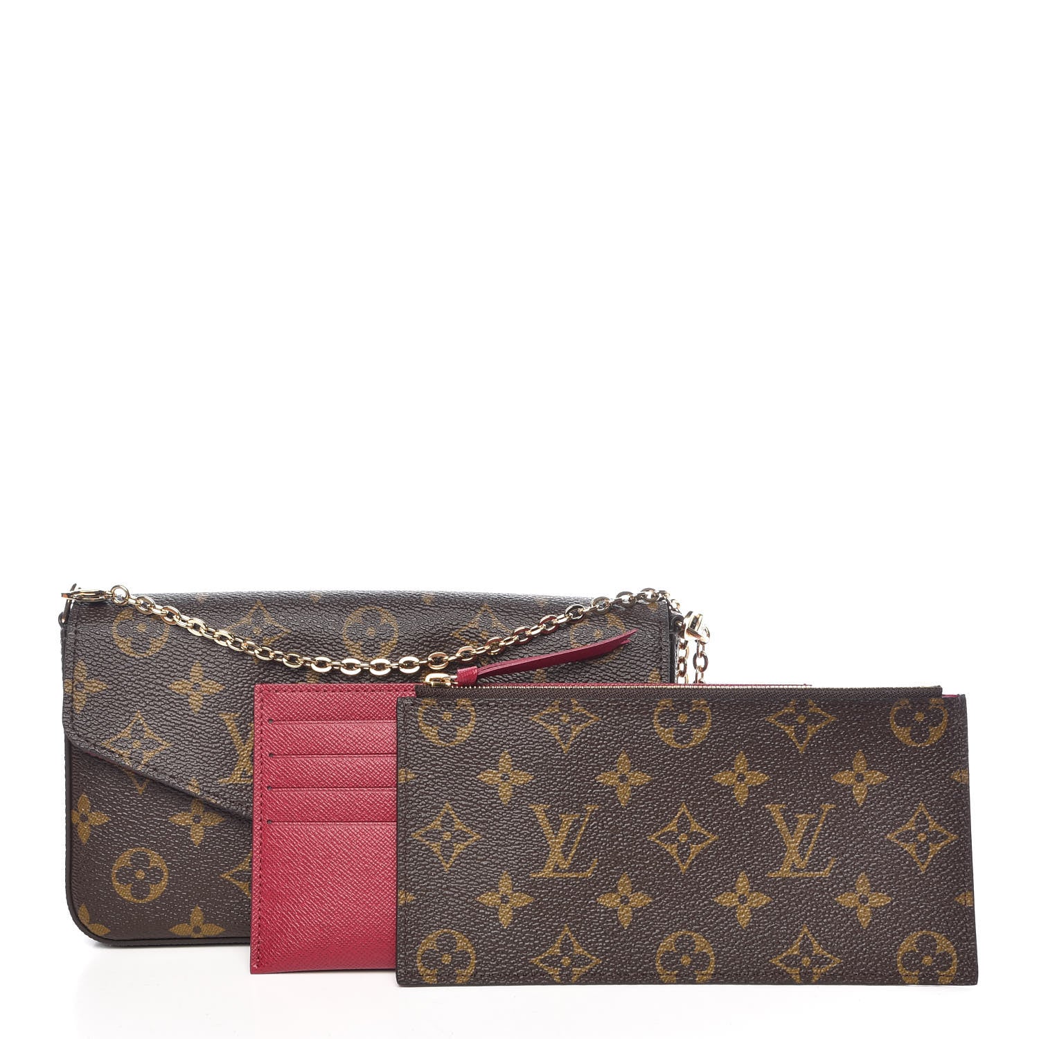Louis Vuitton Monogram Pochette Felicie Chain Wallet Fuchsia 4 of 16