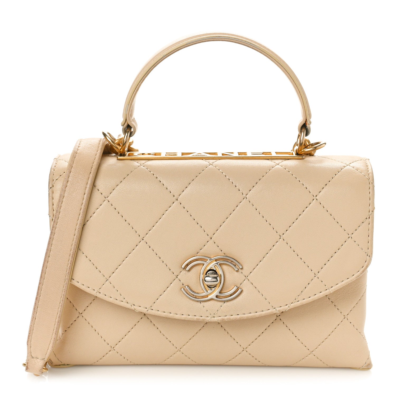 Chanel Lambskin Quilted Small Trendy Spirit Top Handle Bag Beige Beige 1 of 16
