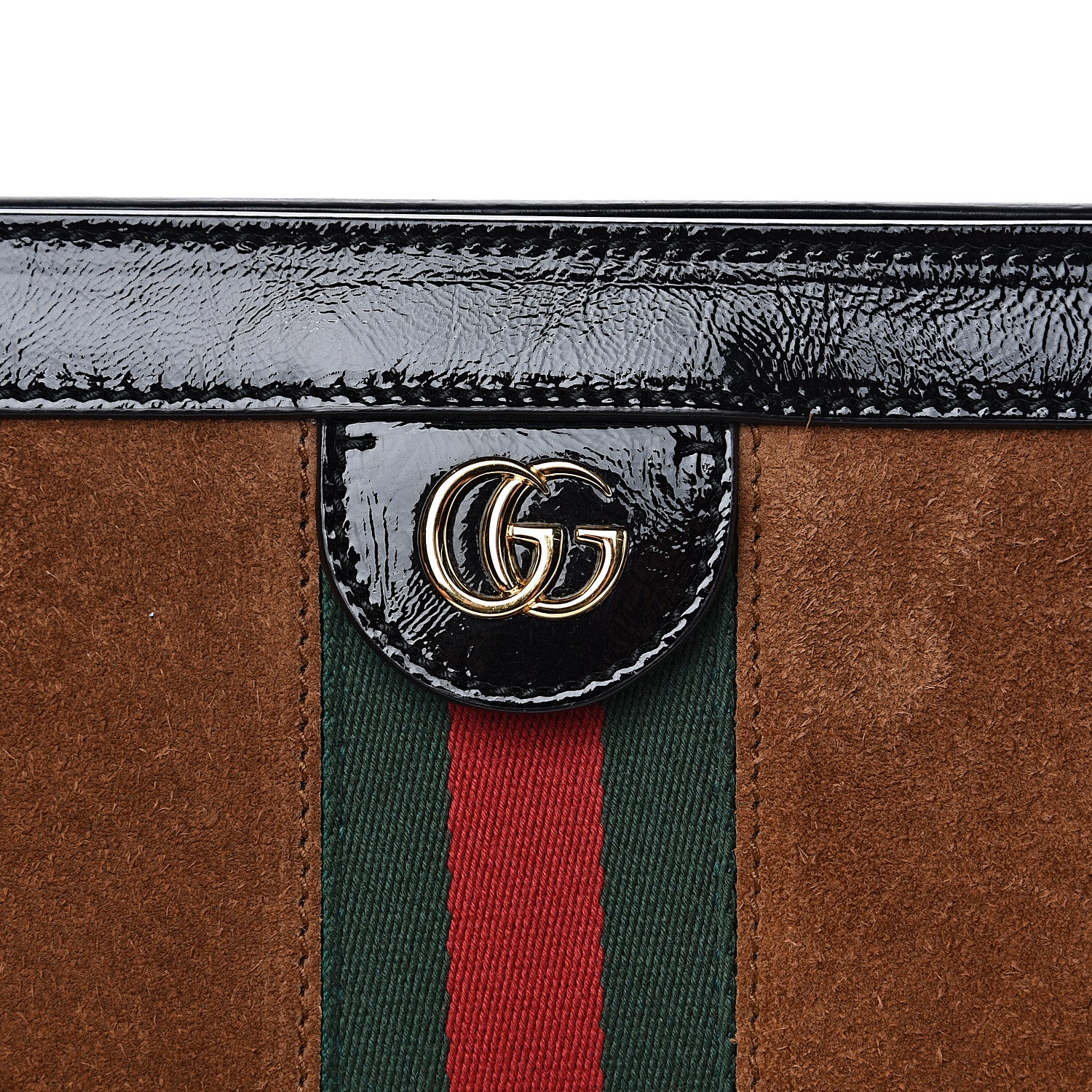Gucci Suede Patent Web Small Ophidia Chain Shoulder Bag Nocciola Black 11 of 13