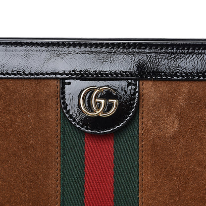 Gucci Suede Patent Web Small Ophidia Chain Shoulder Bag Nocciola Black 11 of 13