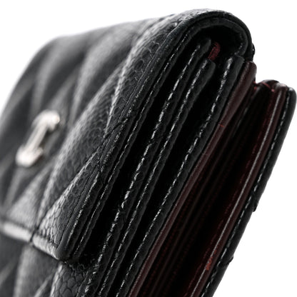 Chanel Caviar Quilted Compact French Flap Wallet Black 10 of 12