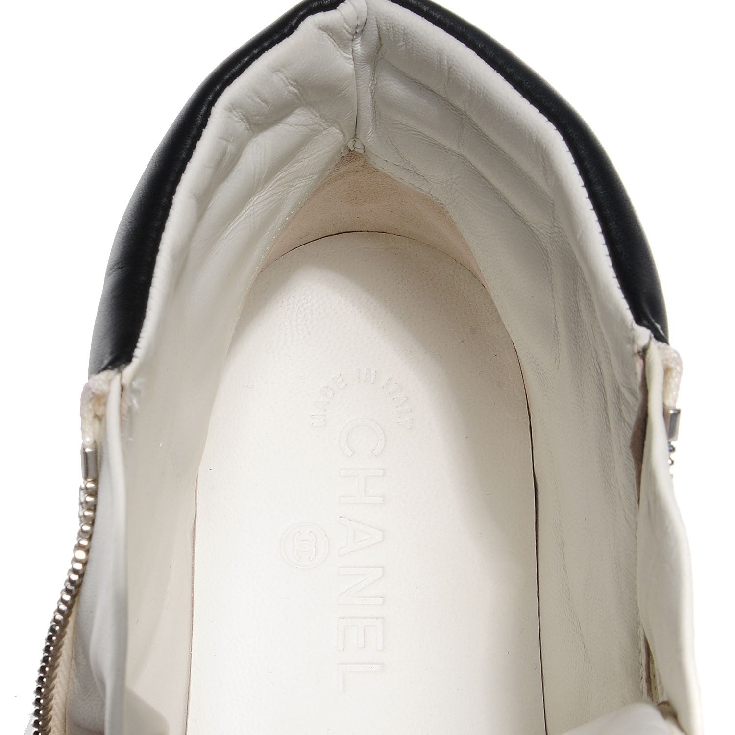 Chanel Suede Calfskin Zipped Sneakers 40.5 Beige Clair Black 7 of 8