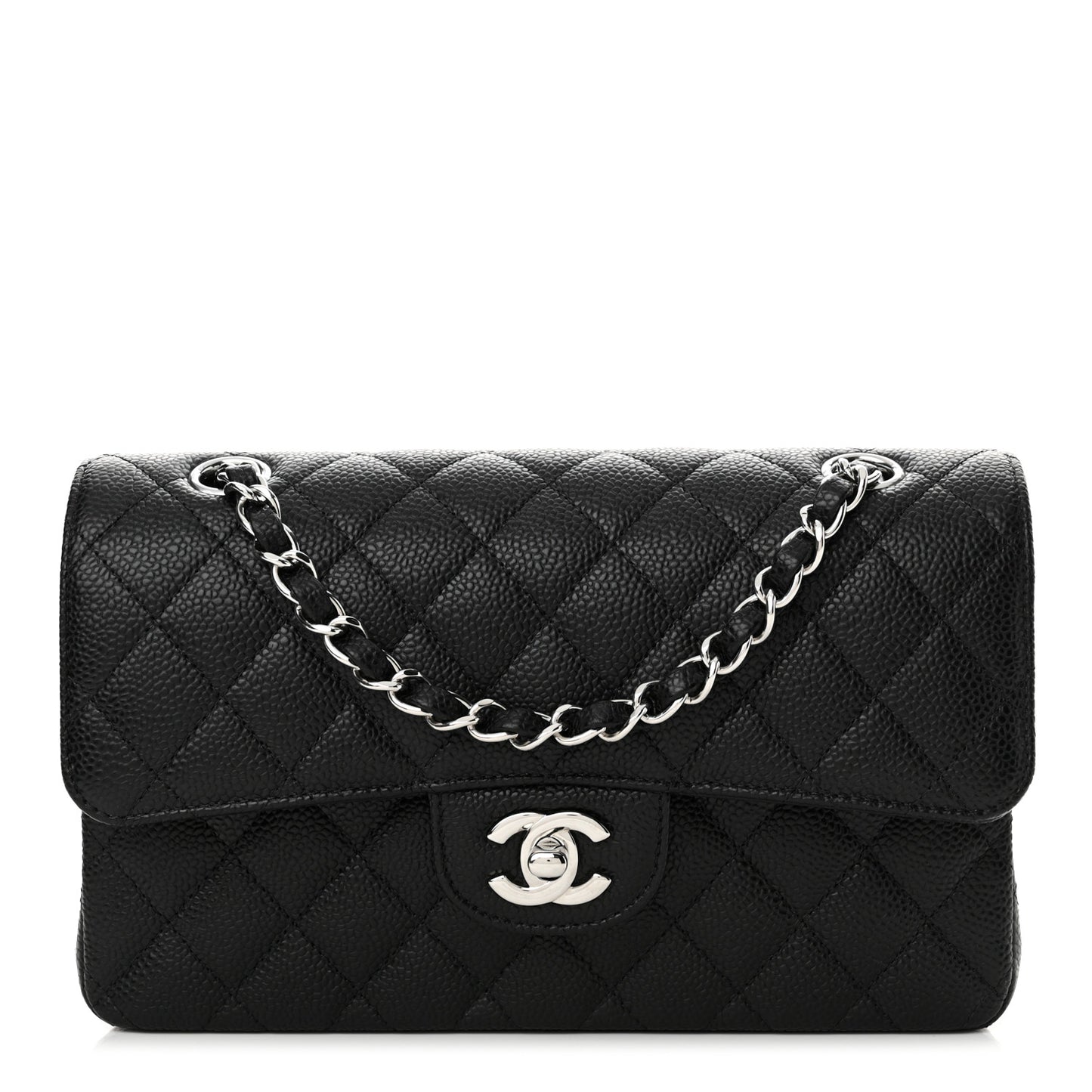 Caviar Quilted Small Double Flap Black