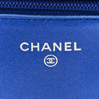 Chanel Lambskin Quilted Wallet On Chain WOC Blue 6 of 10