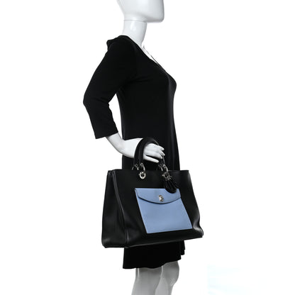 Christian Dior Smooth Calfskin Tri-Color Diorissimo Pocket Tote Black Blue Red 3 of 14