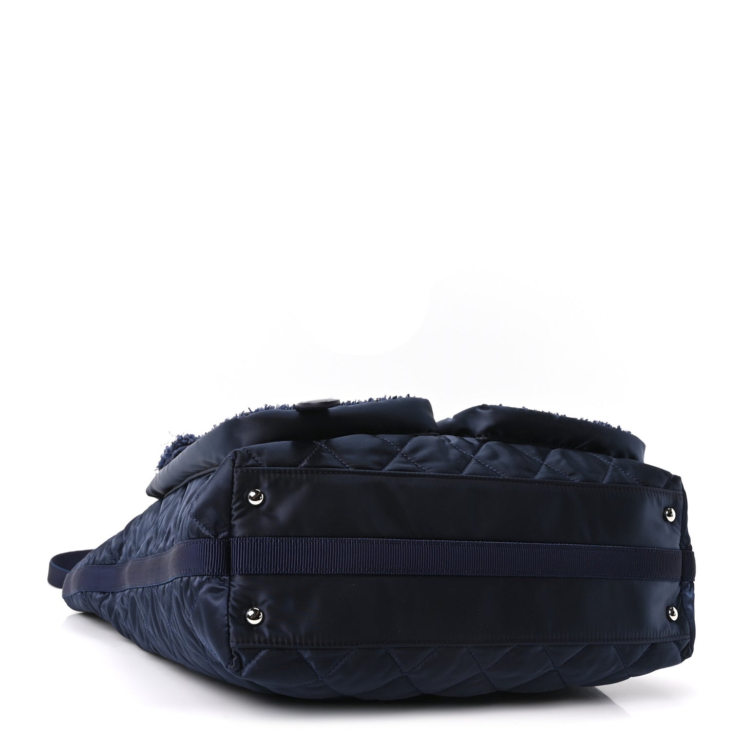 Tweed Sequin Nylon Quilted Astronaut Large Tote Navy