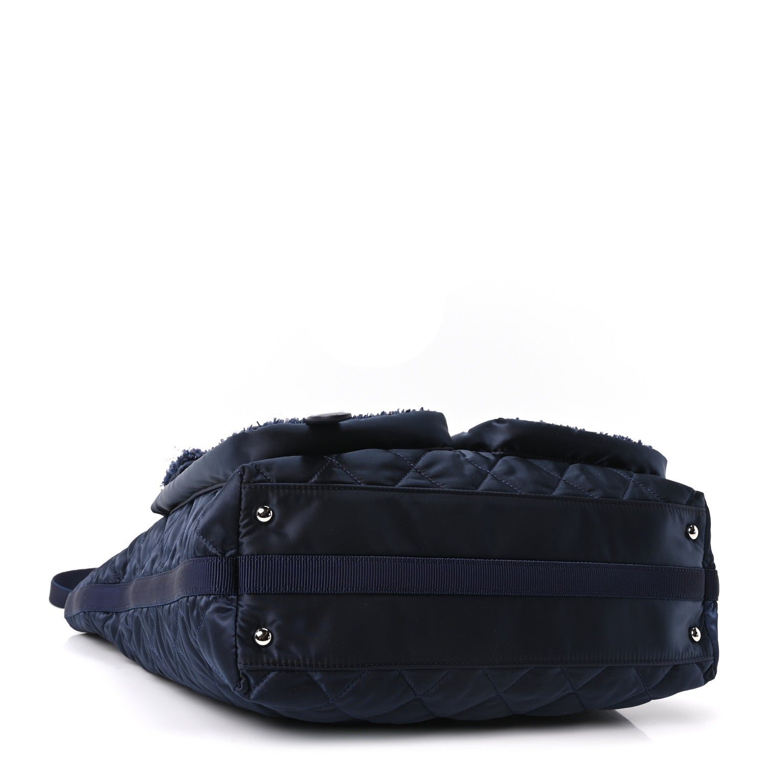 Chanel Tweed Sequin Nylon Quilted Astronaut Large Tote Navy 4 of 10