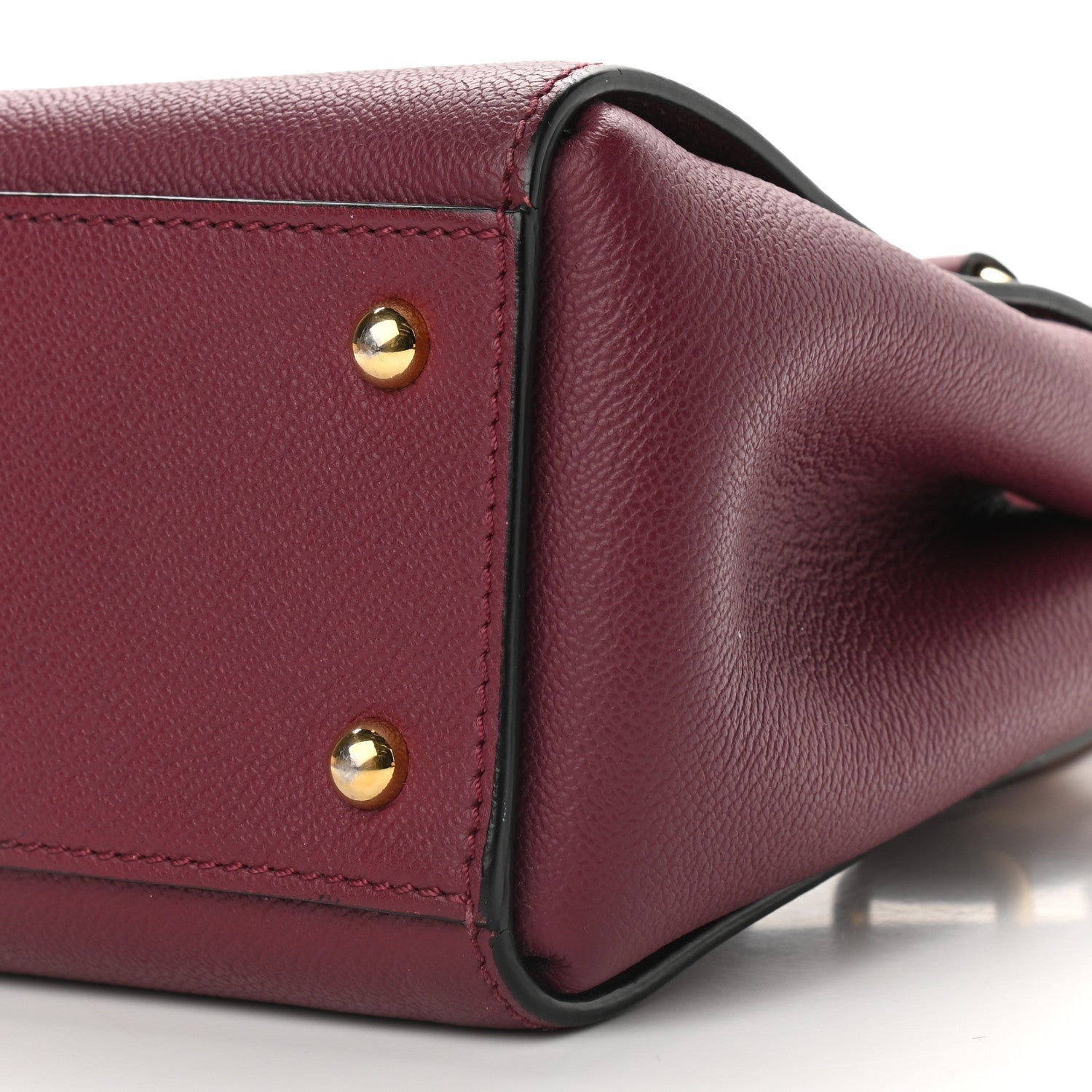 Burberry Soft Grain Calfskin Small Buckle Tote Dark Plum 15 of 33