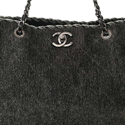Chanel Wool Felt Quilted Large Shopping Tote Grey 8 of 15