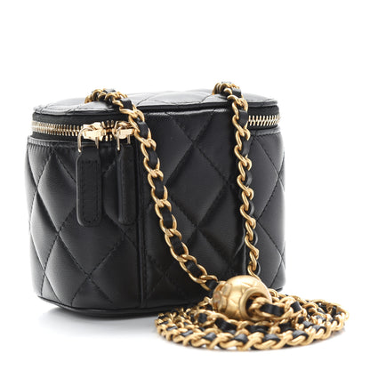 Chanel Lambskin Quilted Mini Pearl Crush Vanity Case With Chain Black 3 of 9