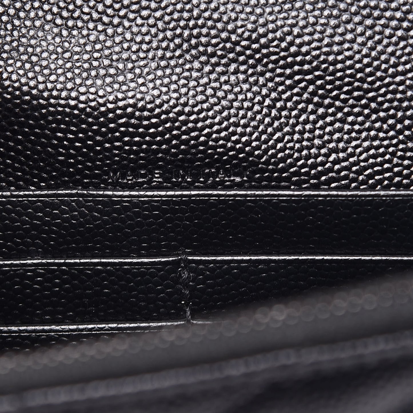 Grain De Poudre Matelasse Chevron Monogram Envelope Chain Wallet Black