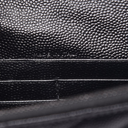 Saint Laurent Grain De Poudre Matelasse Chevron Monogram Envelope Chain Wallet Black 8 of 10