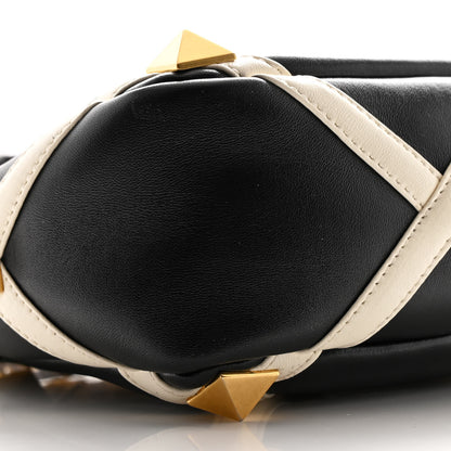 Valentino Garavani Nappa Large Roman Stud Shoulder Bag Black White 8 of 9