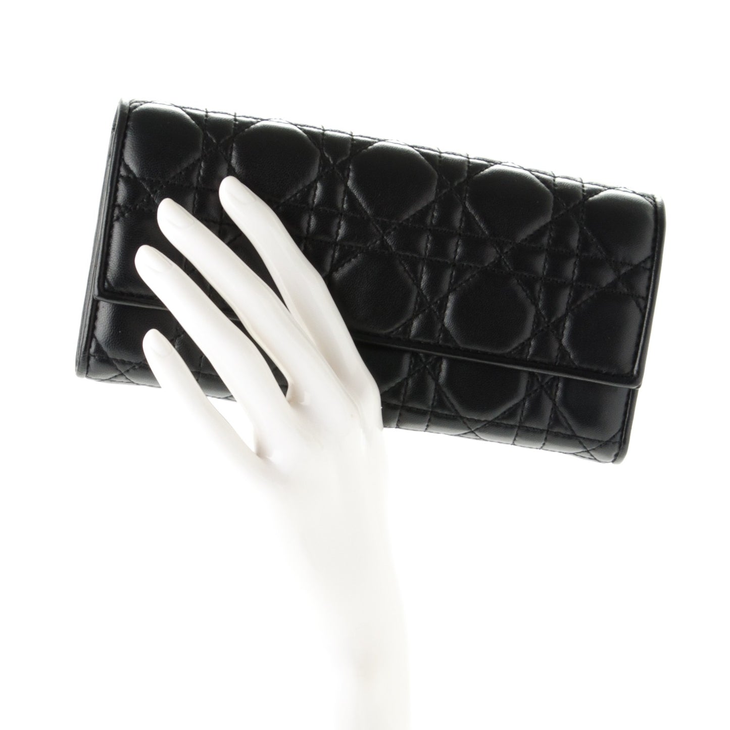 Lambskin Cannage Rendez-vous Chain Wallet Black