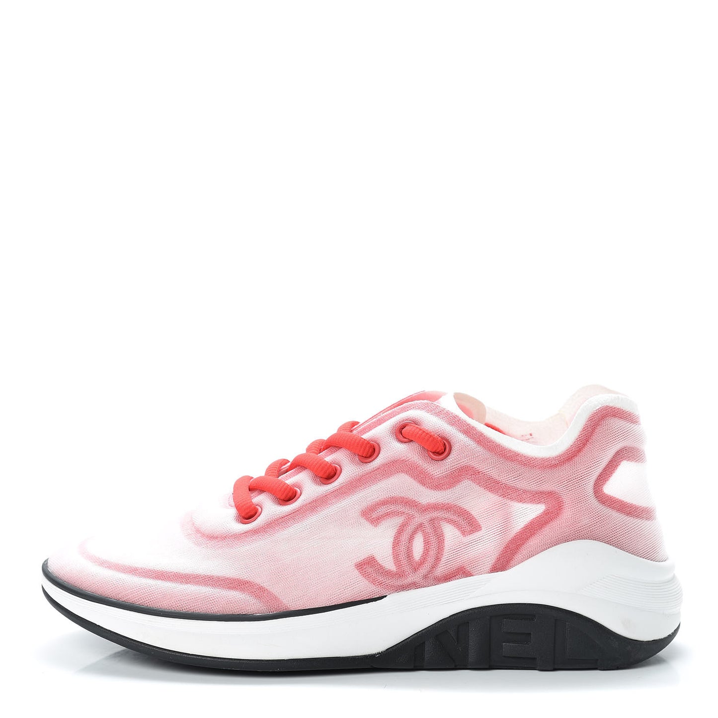 Calfskin Mesh Lycra Womens Logo Sneakers 36 White Red