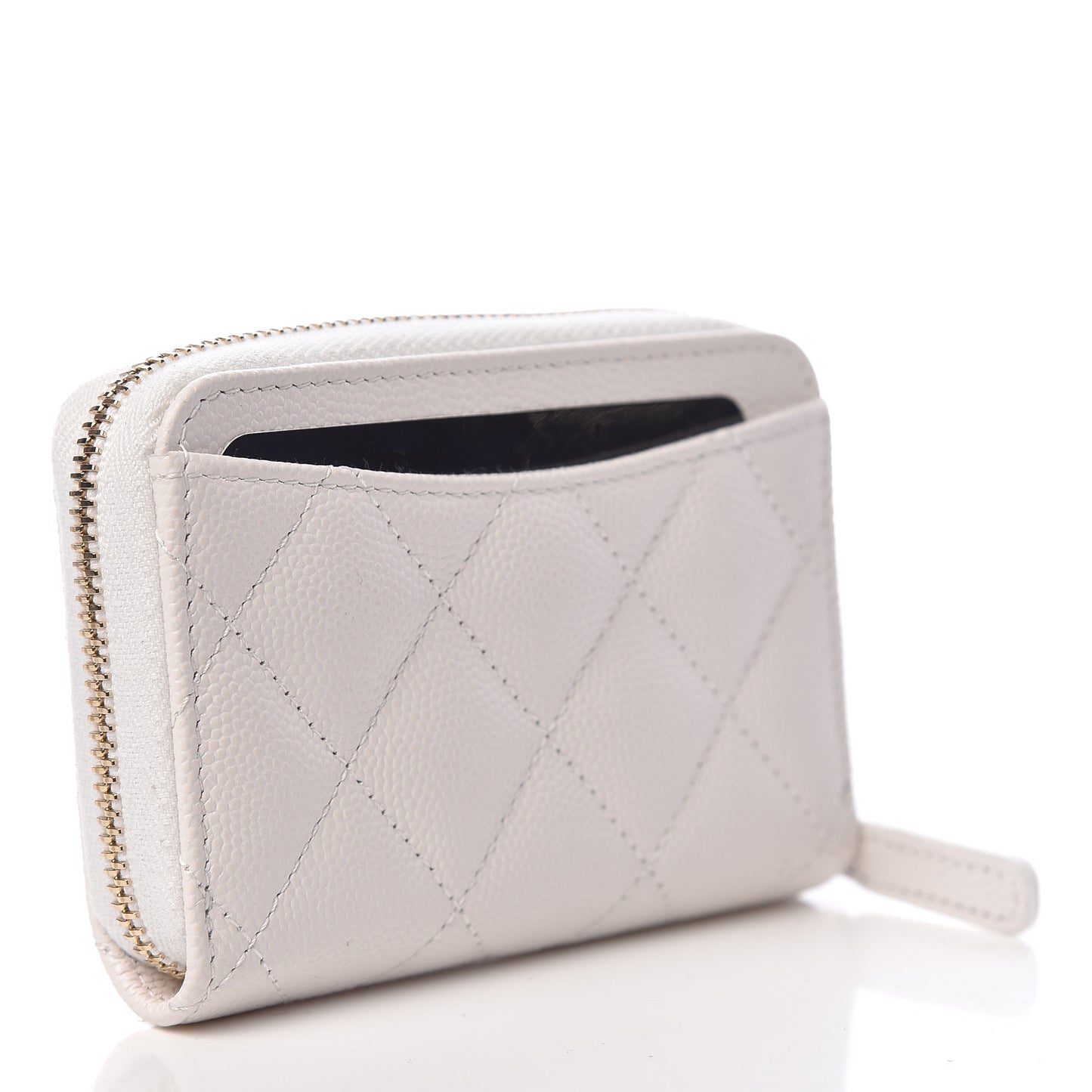 Caviar Quilted Zip Coin Purse White