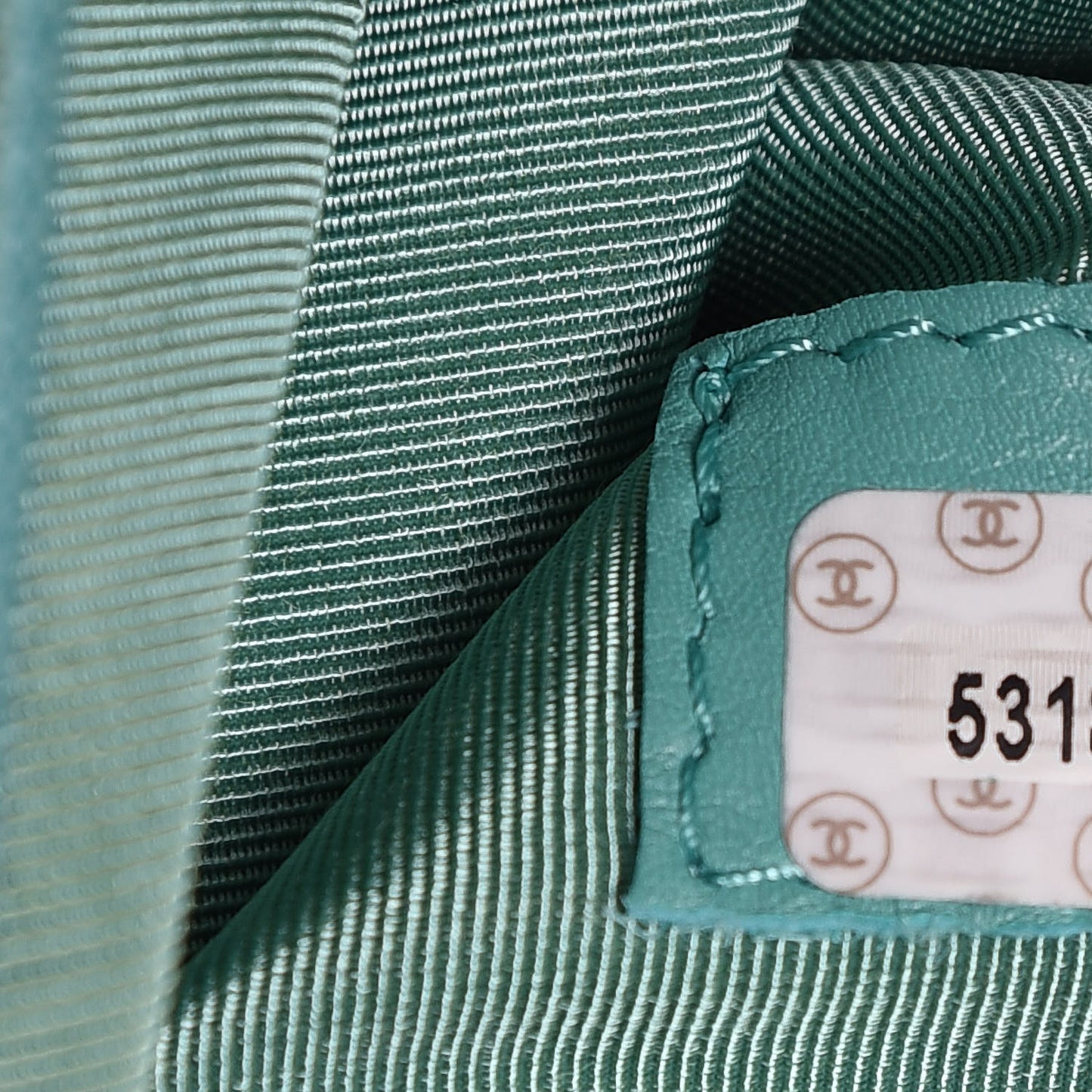 Lambskin CC Stitched Tote Turquoise