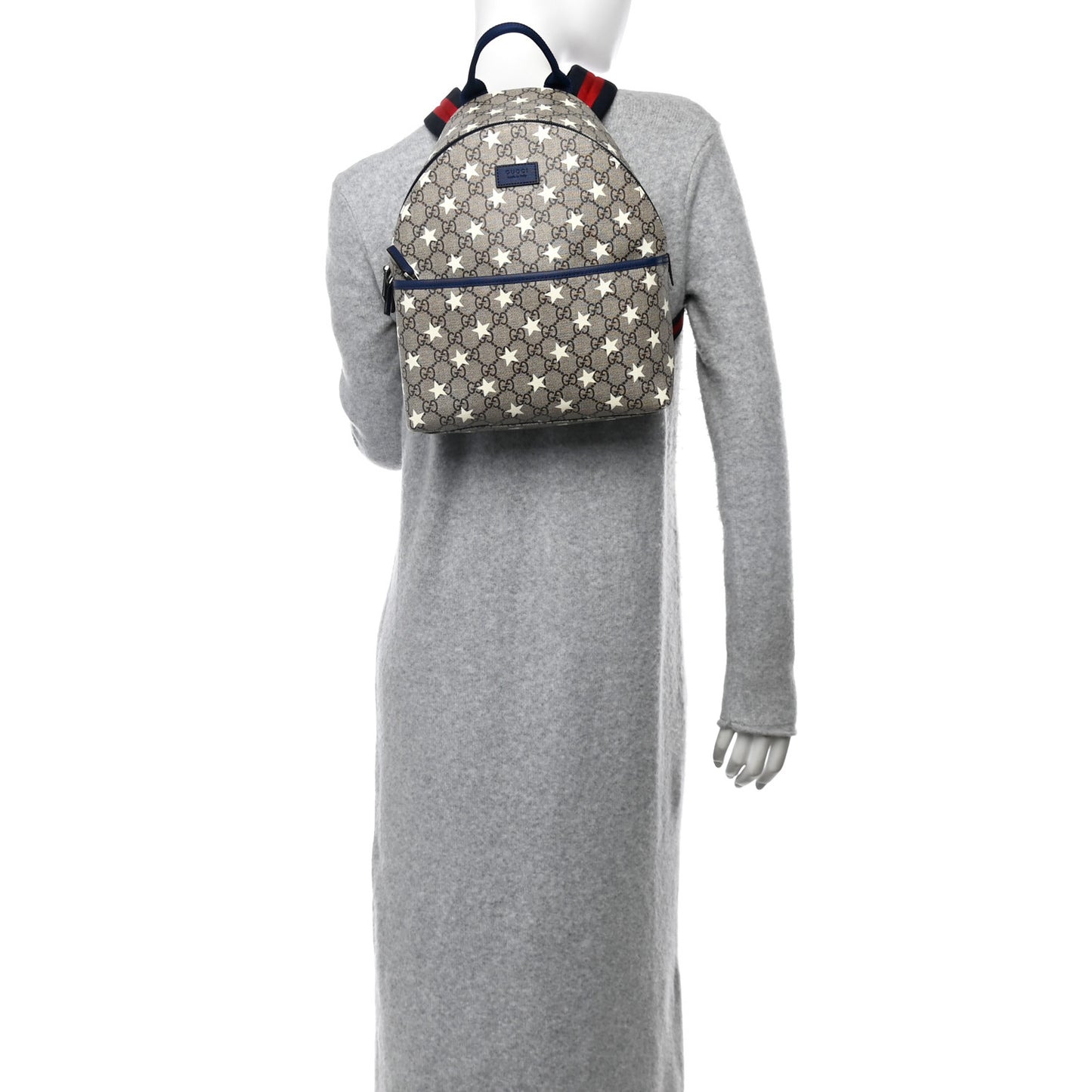 GG Supreme Monogram Stars Childrens Backpack Beige Ebony Yellow Royal