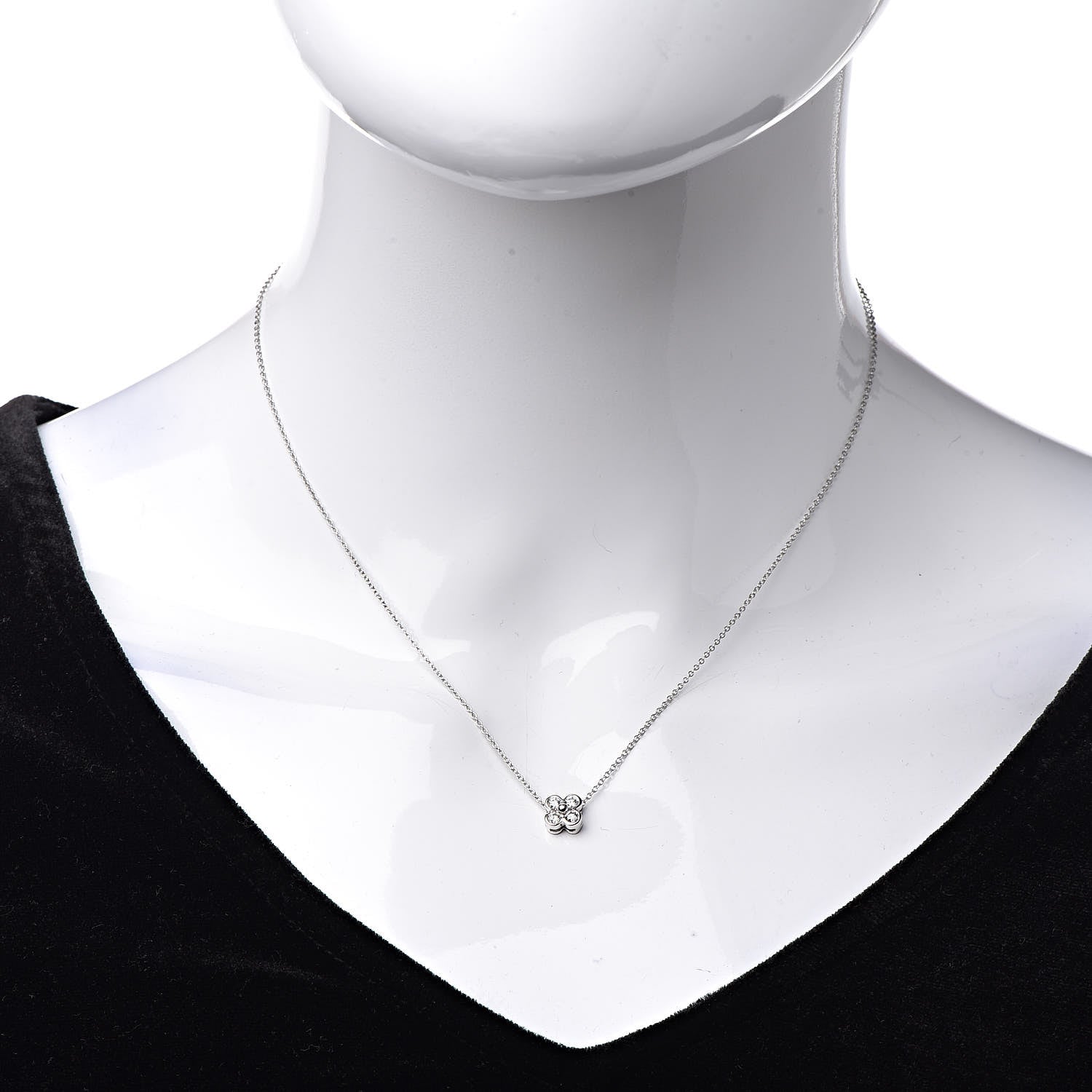 Tiffany Platinum Diamond .22ctw Flower Pendant Necklace 2 of 6