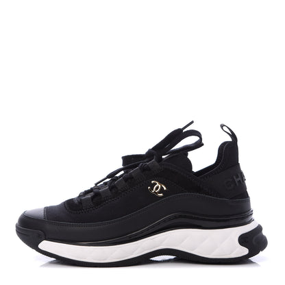 Chanel Velvet Calfskin Mixed Fibers CC Sneakers 37 Black 1 of 7