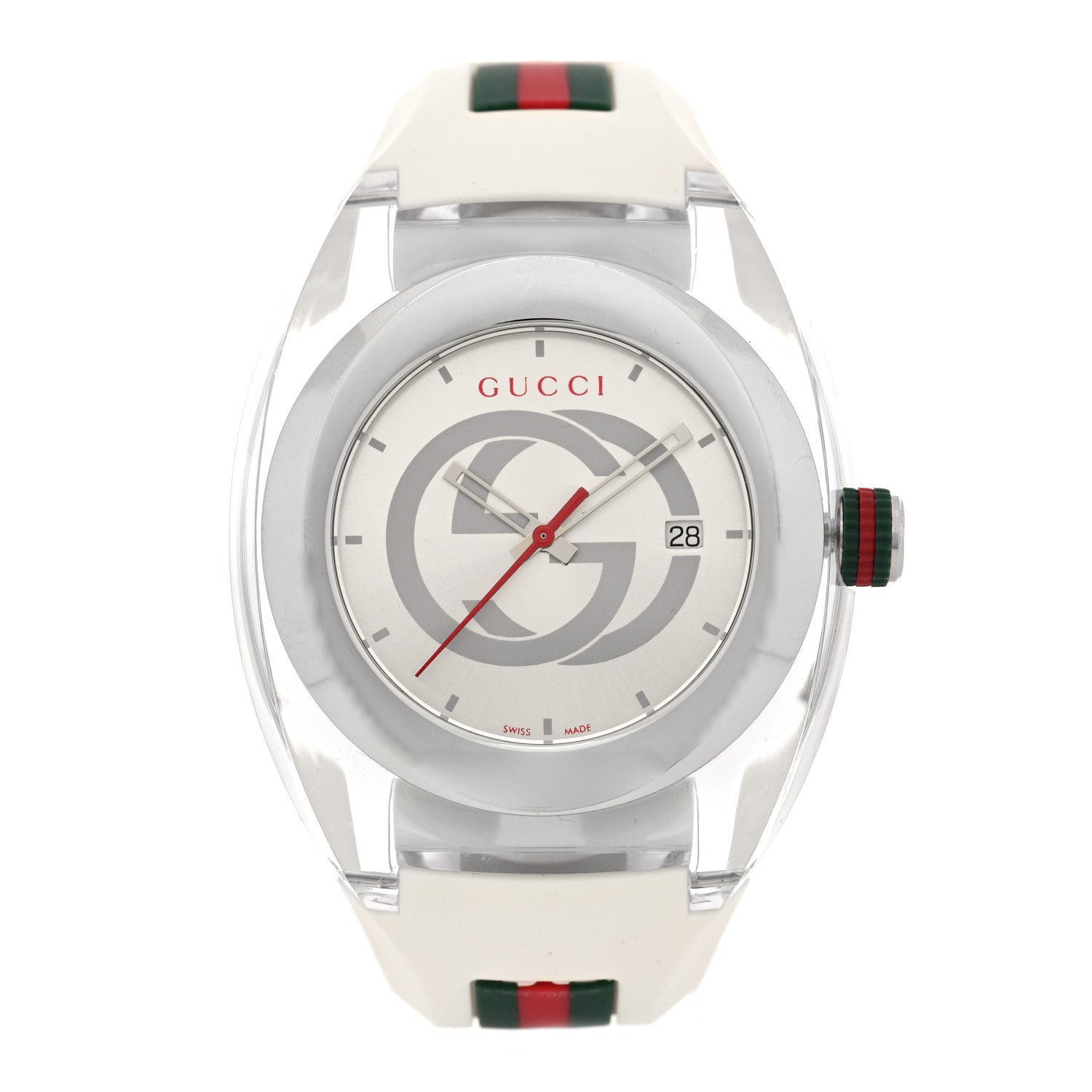 Gucci Stainless Steel Rubber 46mm Sync Web Quartz Watch White 1 of 4