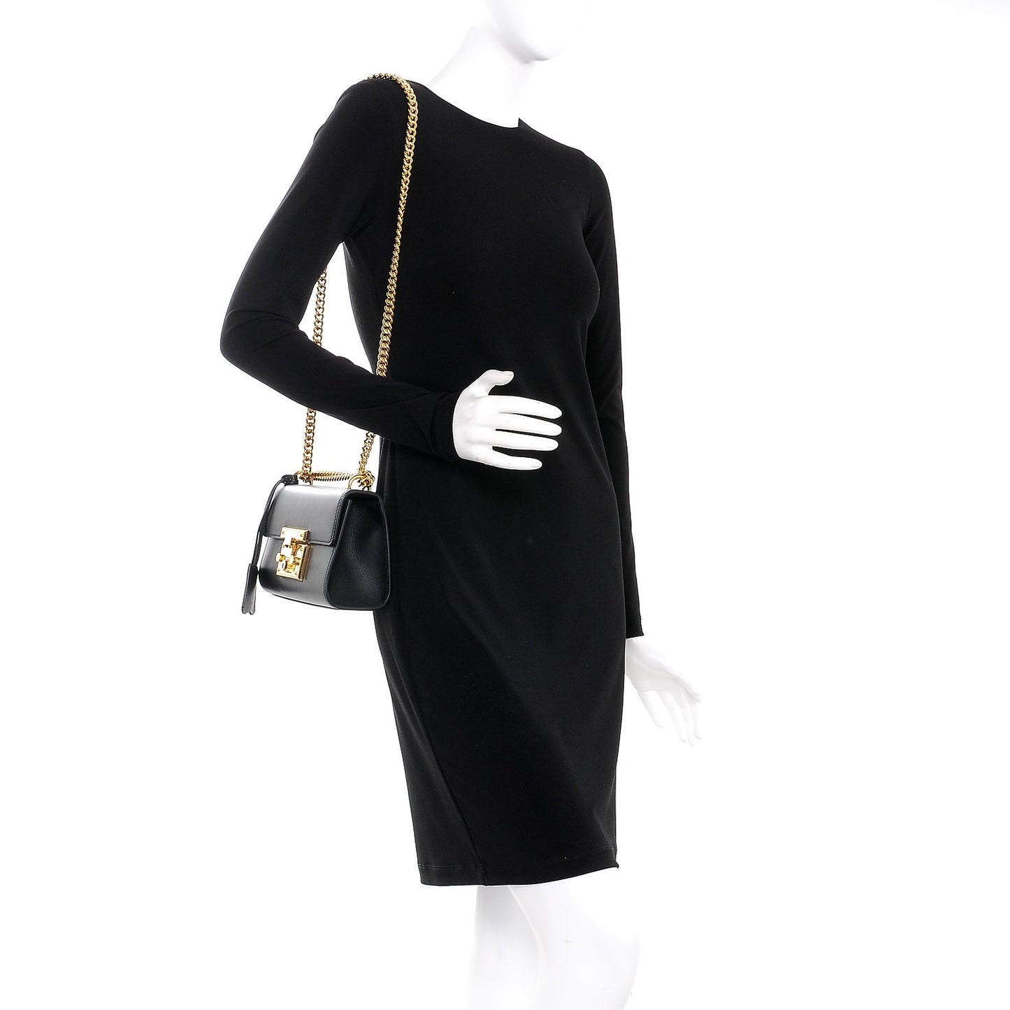 Calfskin Small Padlock Shoulder Bag Black