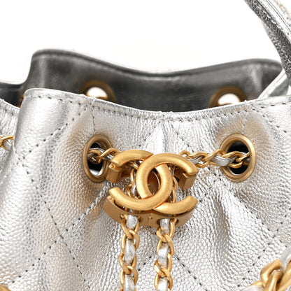 Chanel Metallic Caviar Quilted Small Chanel 25 Handbag Silver 8 of 11