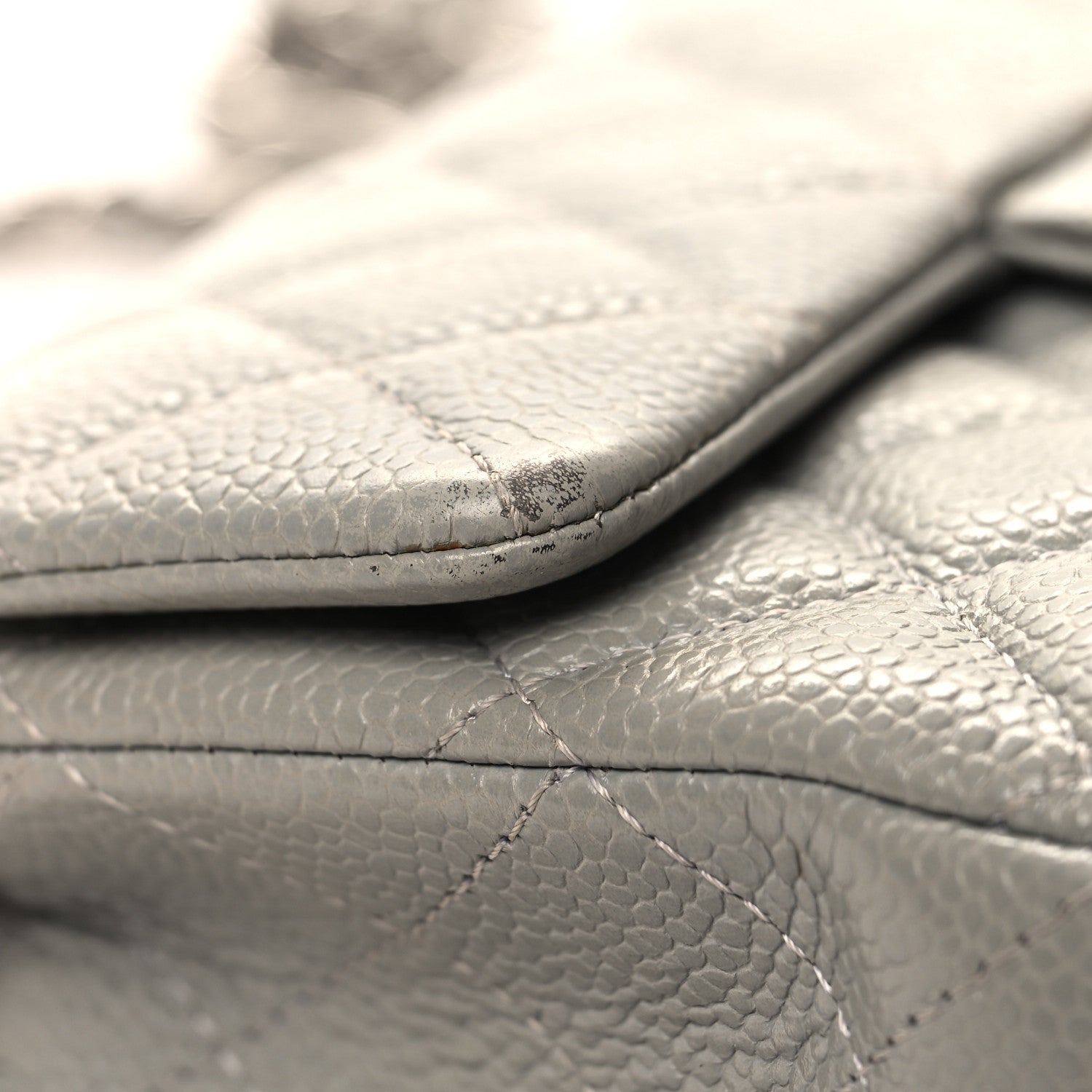 Chanel Caviar Quilted Mini Rectangular Flap Light Grey 12 of 13