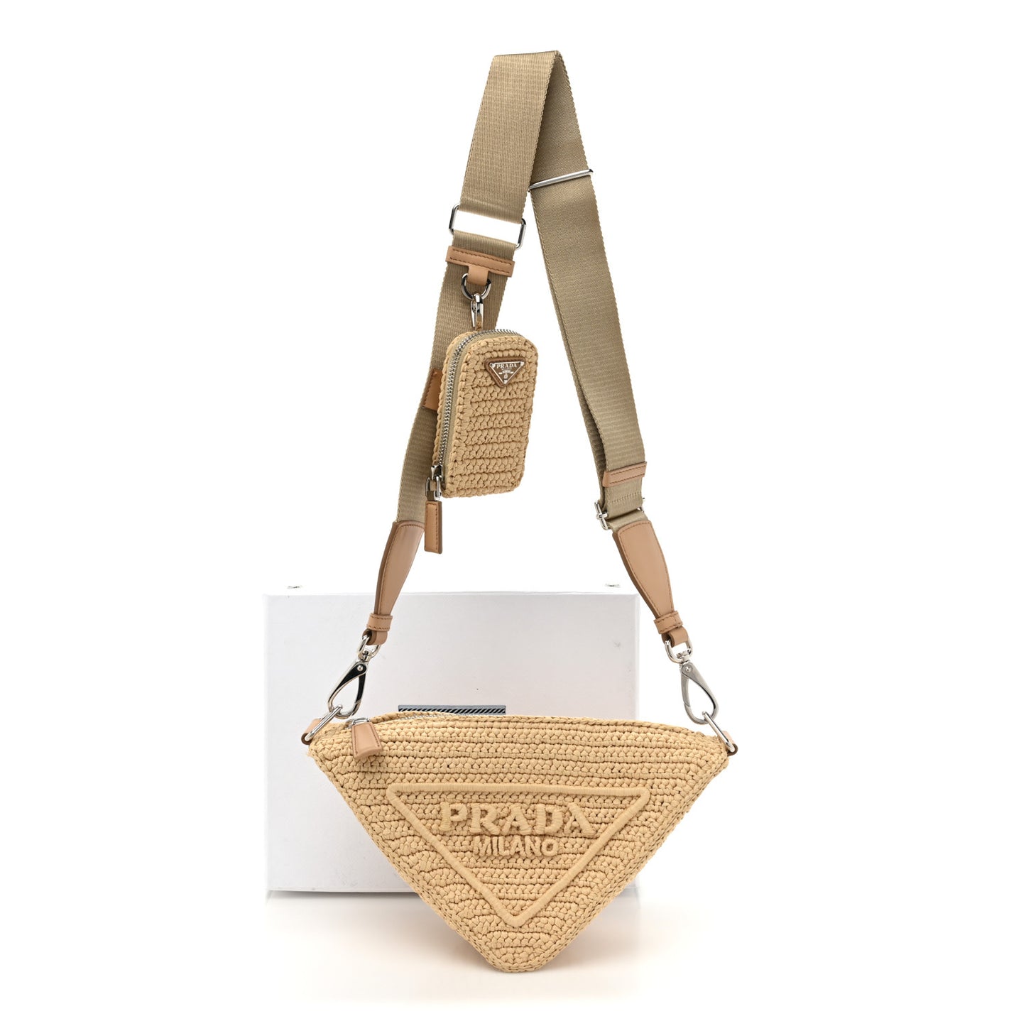 Yarn Raffia Effect Crochet Triangle Shoulder Bag Naturale