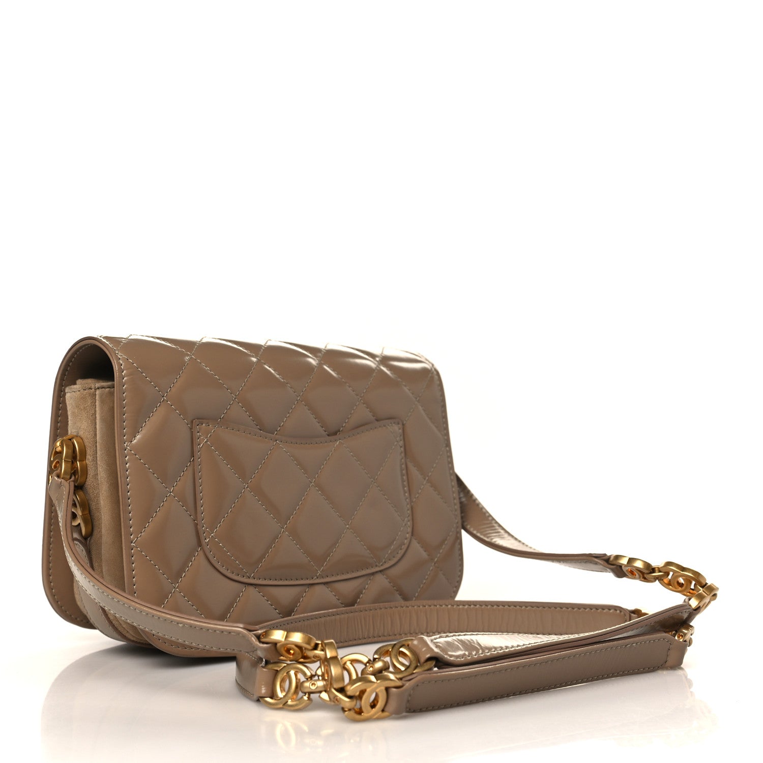 Chanel Shiny Calfskin Quilted Suede Goatskin Messenger Beige 2 of 9