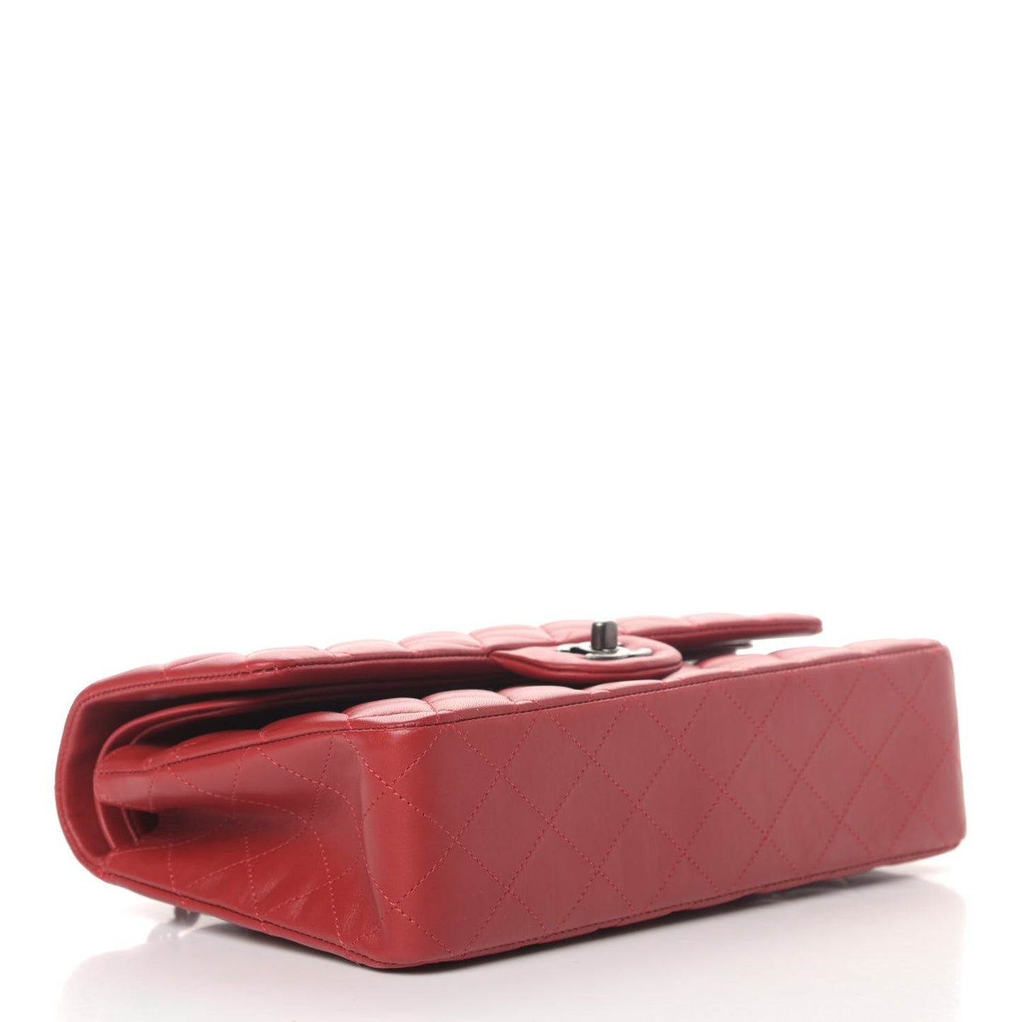 Lambskin Quilted Medium Double Flap Red