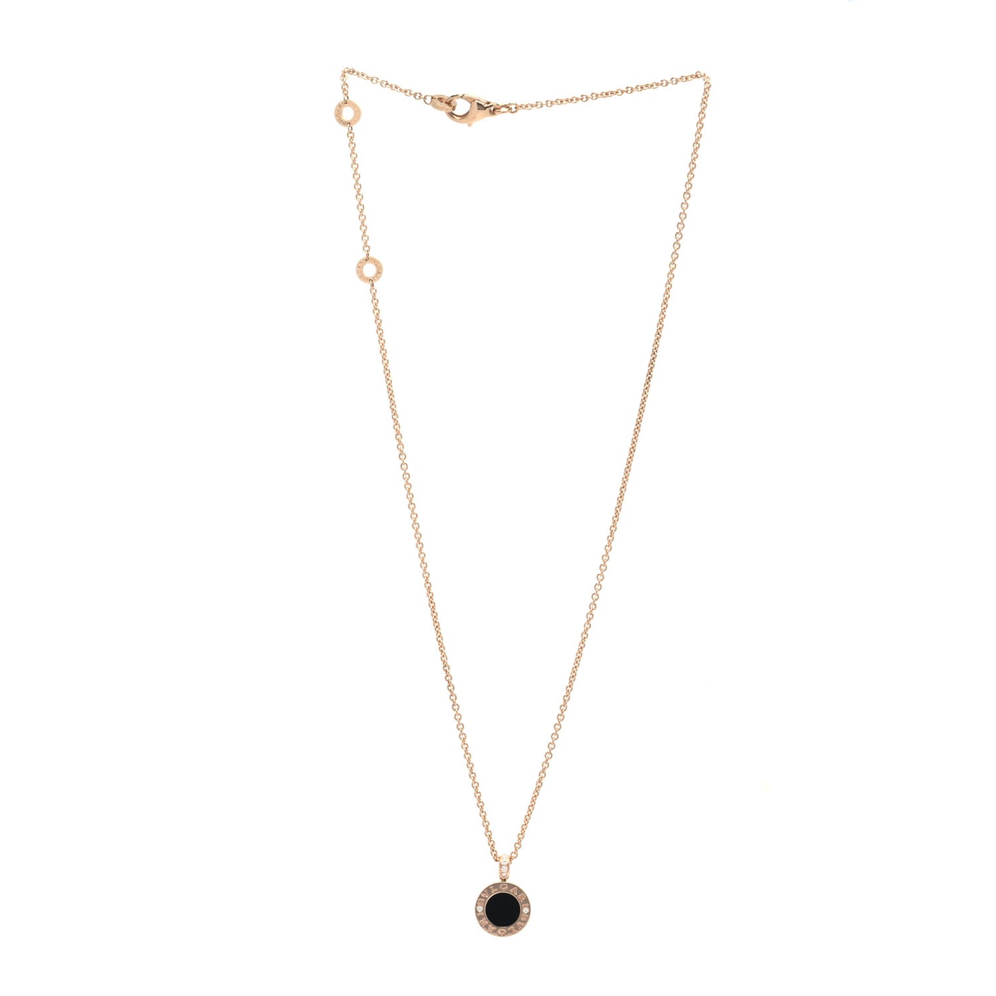 18K Rose Gold Diamond Black Onyx Mother of Pearl BVLGARI BVLGARI Pendant Necklace