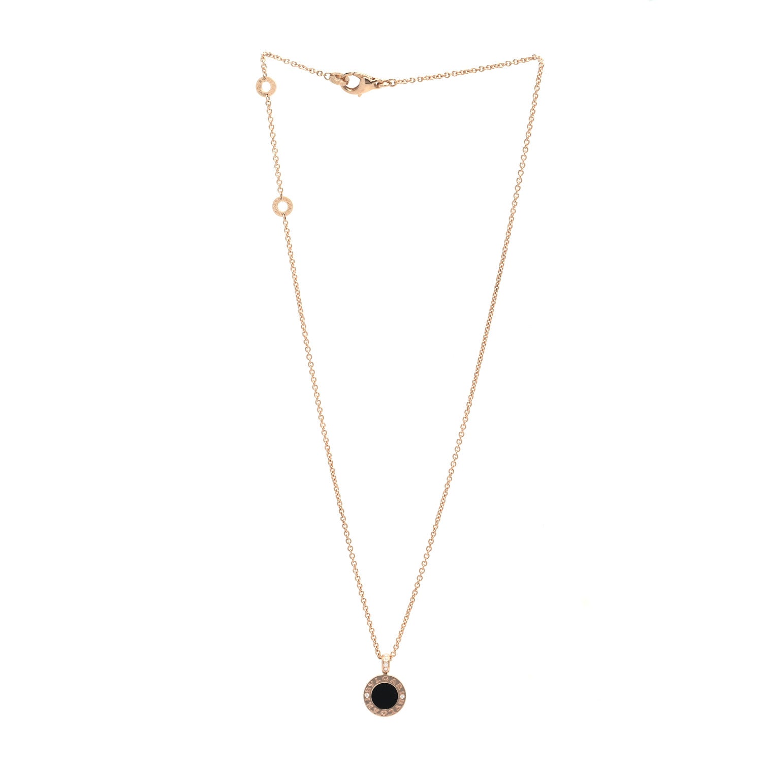 Bulgari 18K Rose Gold Diamond Black Onyx Mother of Pearl BVLGARI BVLGARI Pendant Necklace 3 of 7