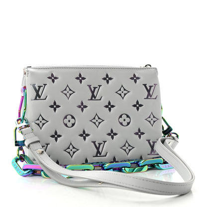 Louis Vuitton Lambskin Embossed Monogram LV Ski Coussin BB Gray 3 of 11