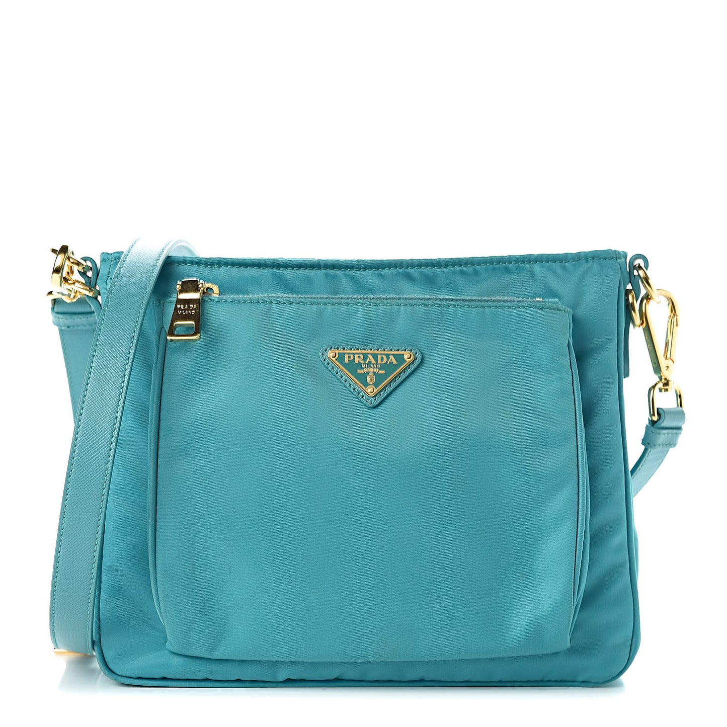 Tessuto Nylon Saffiano Crossbody Bag Turchese
