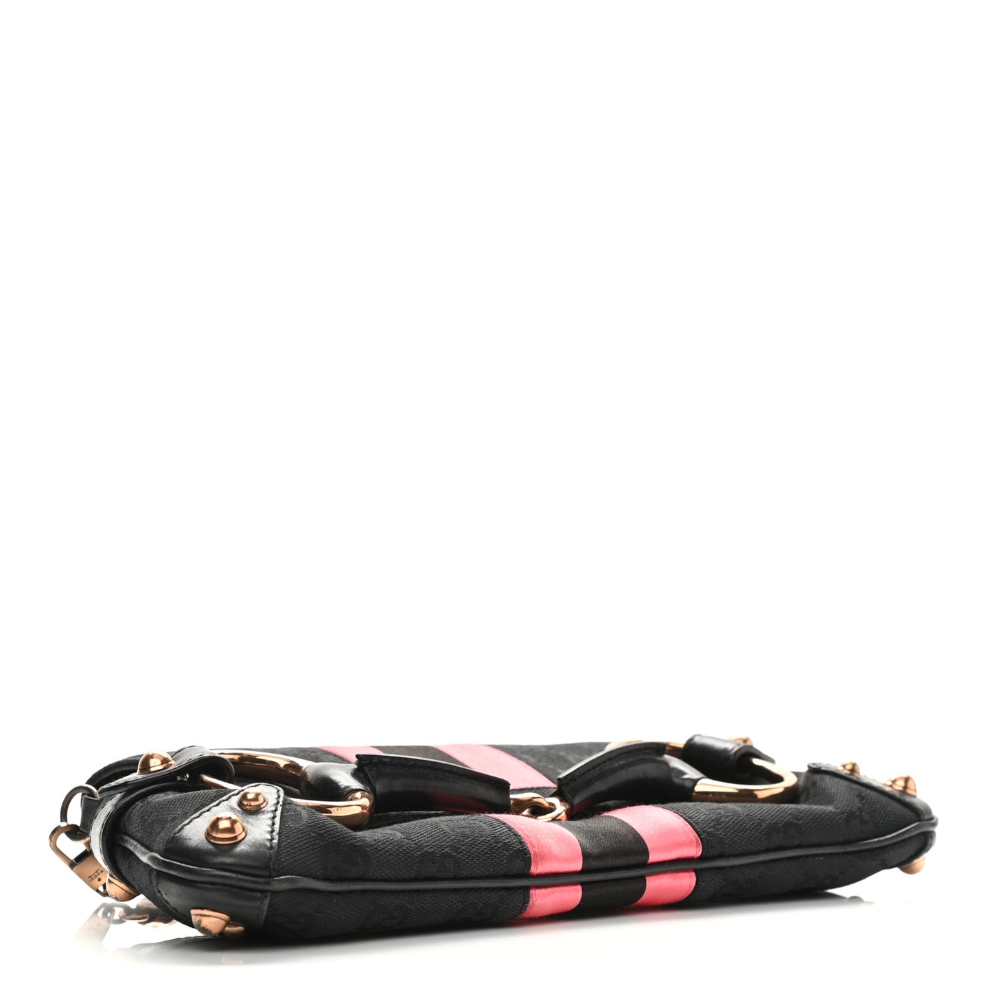 Monogram Horsebit Web Clutch Black