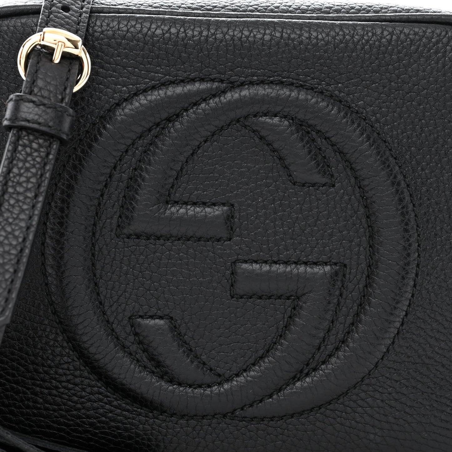 Pebbled Calfskin Small Soho Disco Bag Black